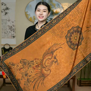 轻奢高端香云纱双面披肩搭配旗袍中式国风丝巾百搭时尚围巾送妈妈