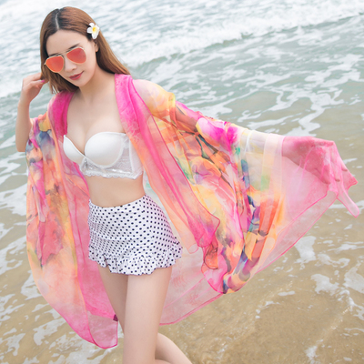 超大沙滩巾海边丝巾百变防晒披肩