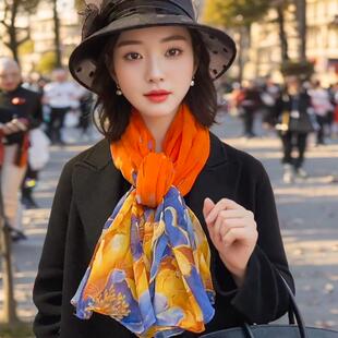 丝巾女百搭高档纱巾送妈妈长辈礼物夏季薄款时尚防晒披肩护颈围巾