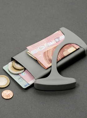 德国Hug Wallet 新款简约时尚钱夹超薄短款男士女士时尚金属卡包