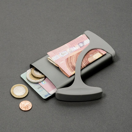 德国Hug Wallet 新款简约时尚钱夹超薄短款男士女士时尚金属卡包