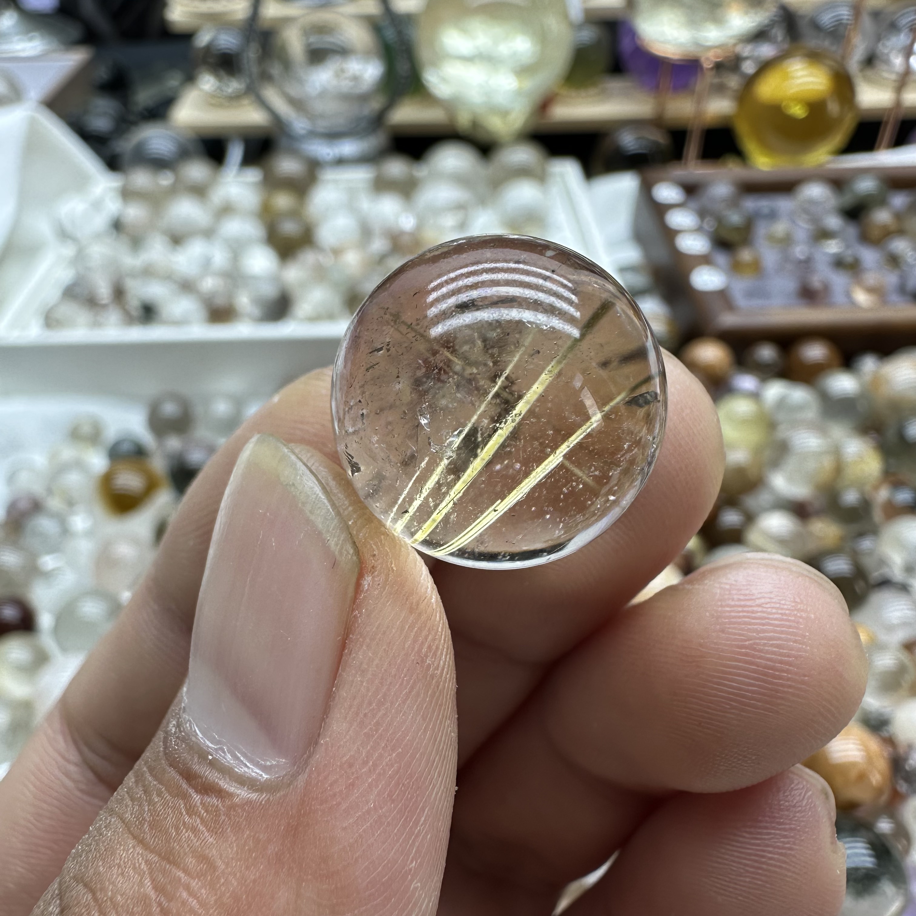 18.7mm天然茶黄钛晶单珠手链手串配珠散珠DIY一物一图男女款礼物