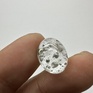 天然白水晶包裹体黄铜矿戒指面蛋面裸石吊坠挂件一物一图可镶嵌
