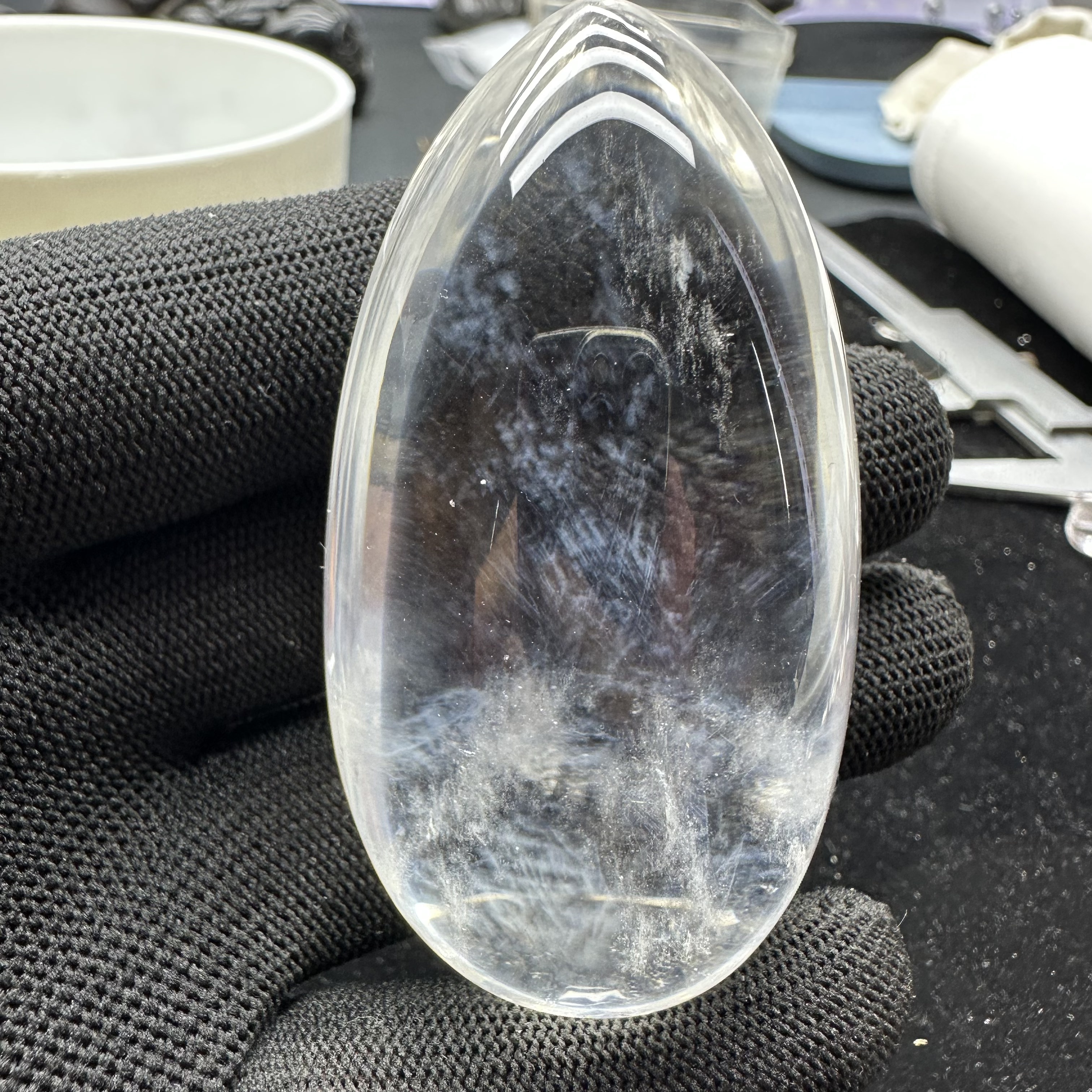 精品天然白水晶天使的羽毛蓝针挂件手把玩满蓝针晶体干净一物一图