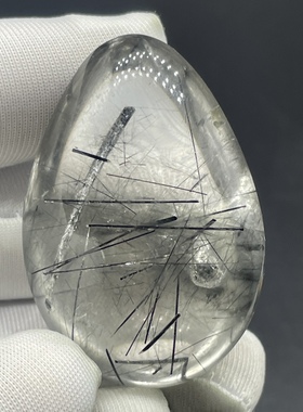 天然白水晶吊坠裸石饰品挂坠包裹体黑碧玺晶体干净能量强净化消磁