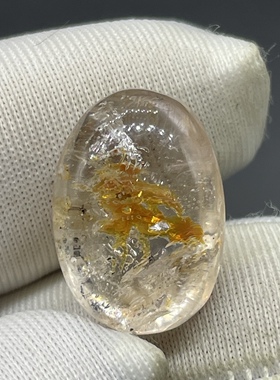 黄油胆流动水胆珠 天然白水晶裸石吊坠男女款大颗粒水胆水晶宝石