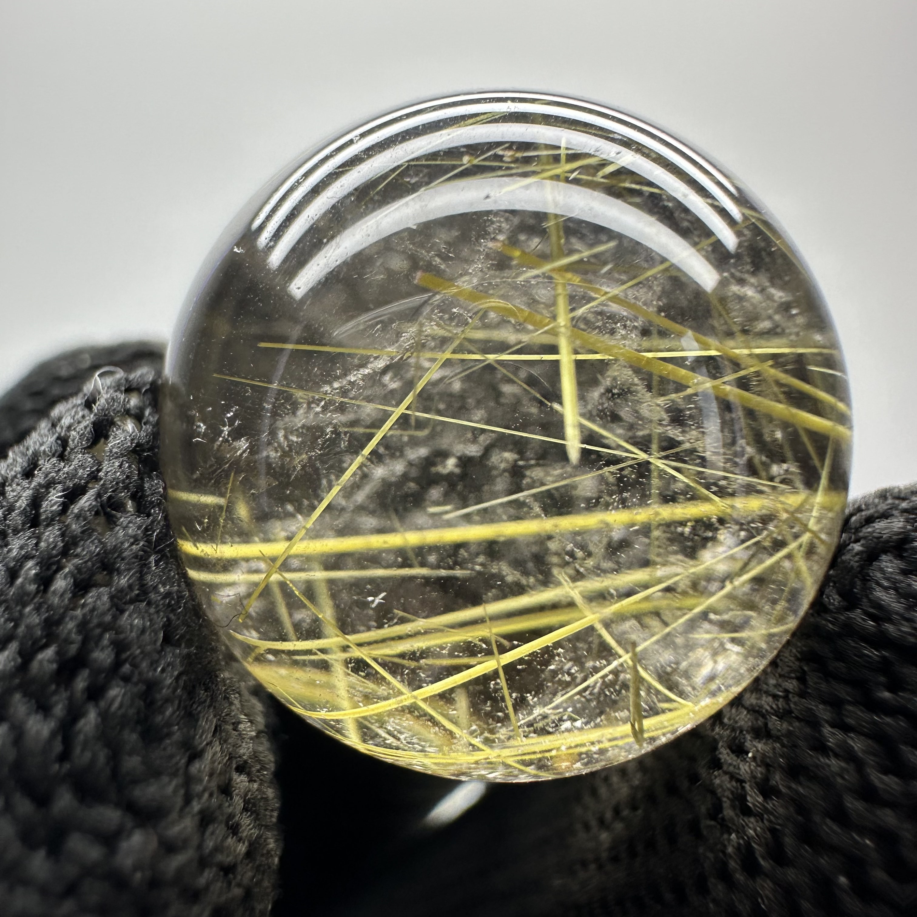 22mm天然白水晶吊坠转运珠裸石单珠金发晶DIY单珠手链可镶嵌打孔