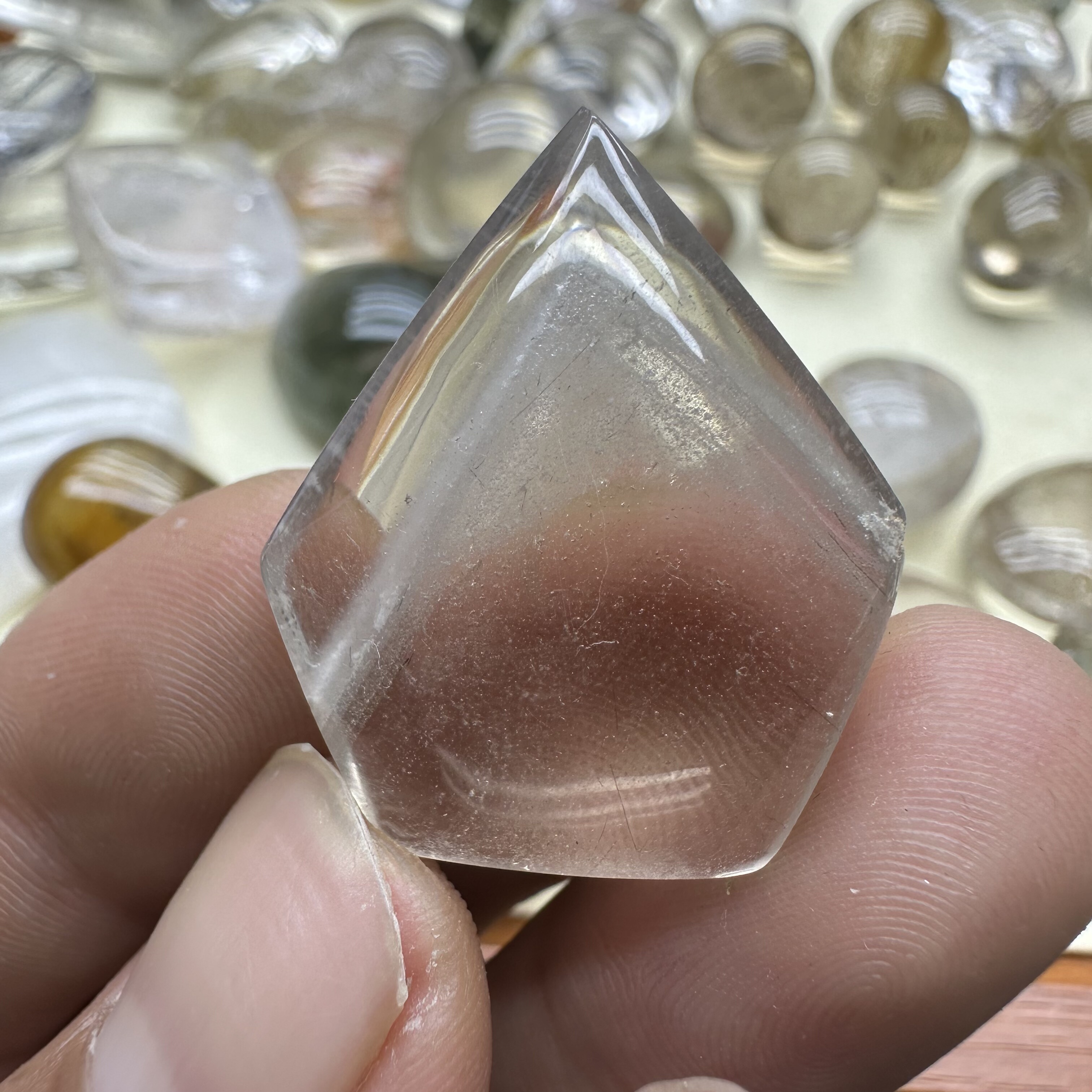 天然白水晶白幽灵金字塔裸石吊坠 晶体通透完整一物一图 爱心孤品