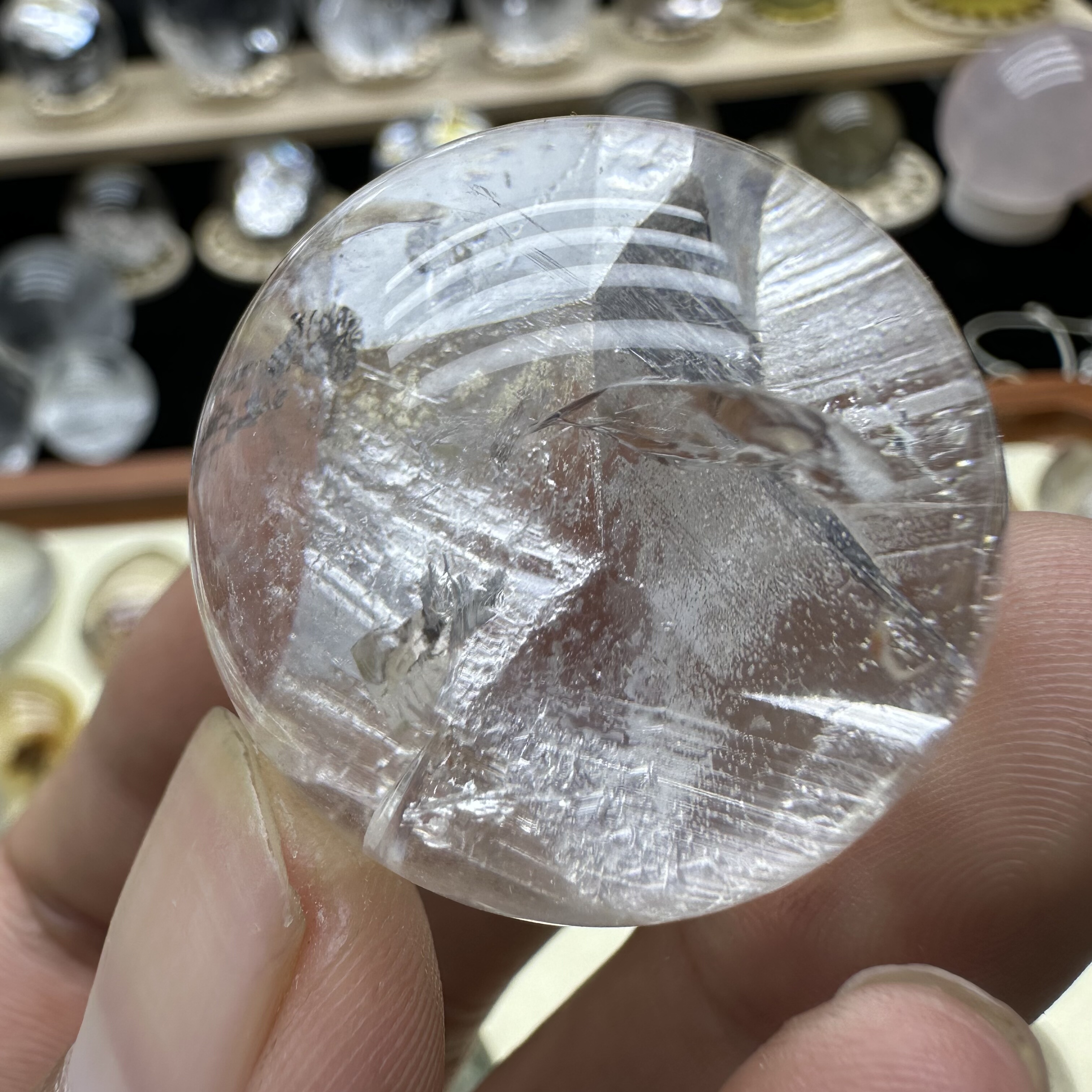 天然白水晶包裹体晶中晶半盆 一物一图通透圆润 观赏把玩收藏孤品