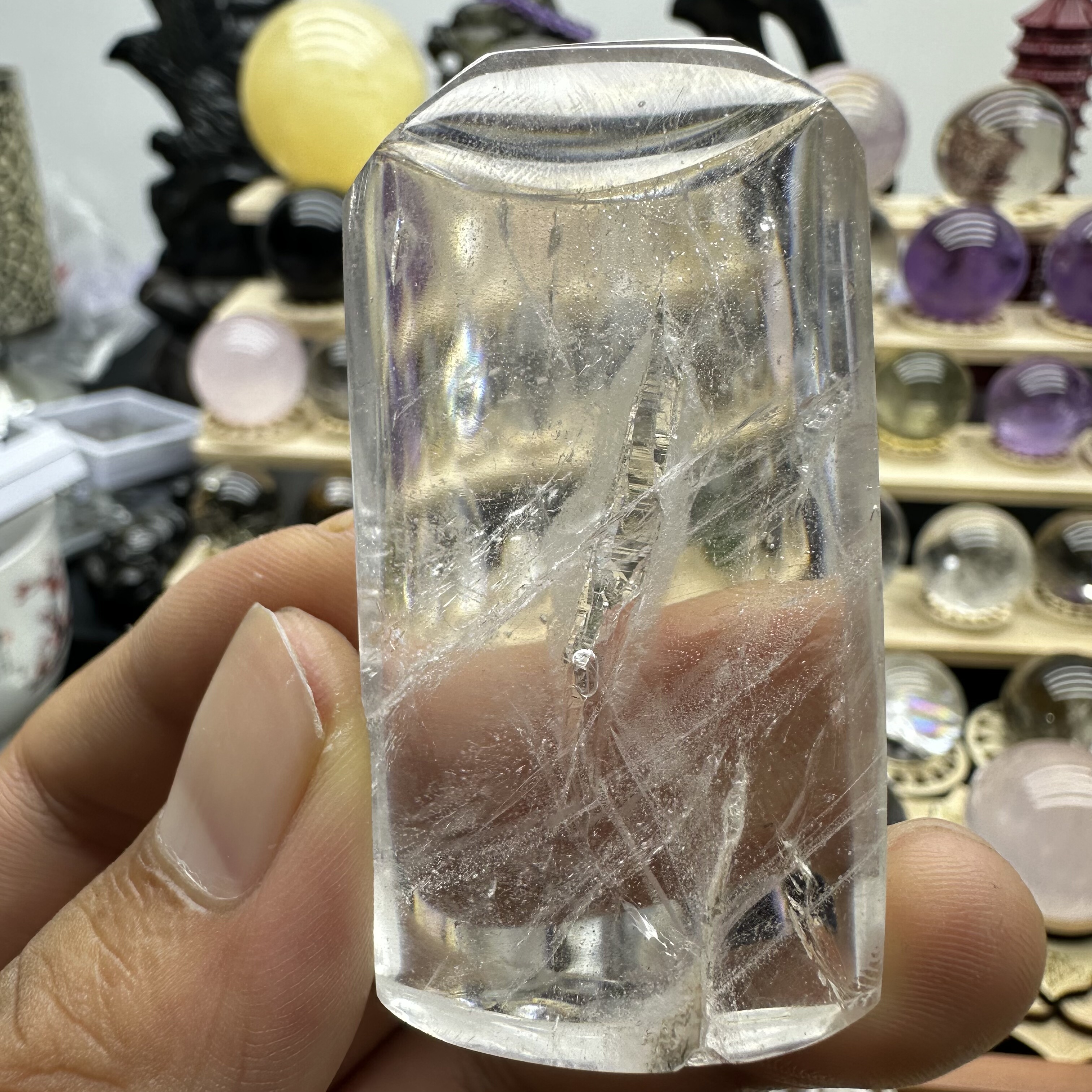 天然白水晶包裹体流动的水胆水晶饰品挂件阿塞水晶一物一图男女款