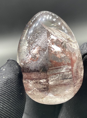 天然白水晶吊坠裸石立体型完整红幽灵金字塔山一物一图男女款宝石