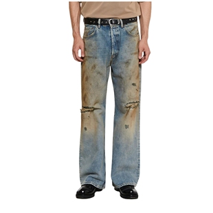 脏脏裤 复古做旧水洗脏泥染浅蓝宽松破洞牛仔裤 2021M Done Danci