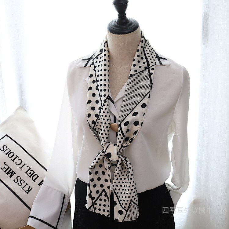 领巾长条女韩版F字母长款小丝巾职业装饰多功能飘带围巾百搭春夏