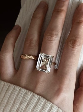 纯银方糖镶钻戒指女日常百搭小众设计轻奢高级感气质大气女款女士