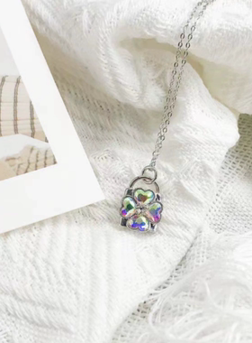 守护甜心亚梦同款项链女心灵之锁项链钥匙吊坠四叶草配饰礼物潮流