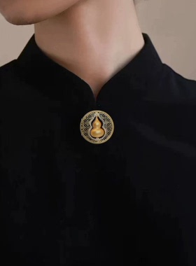 国风福禄葫芦胸针镂空花丝工艺圆别针男女新中式禅意服装百搭饰品