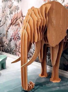 创意动物摆件 艺术馆大象墙壁装饰展示架 图书馆售楼处样板间软装