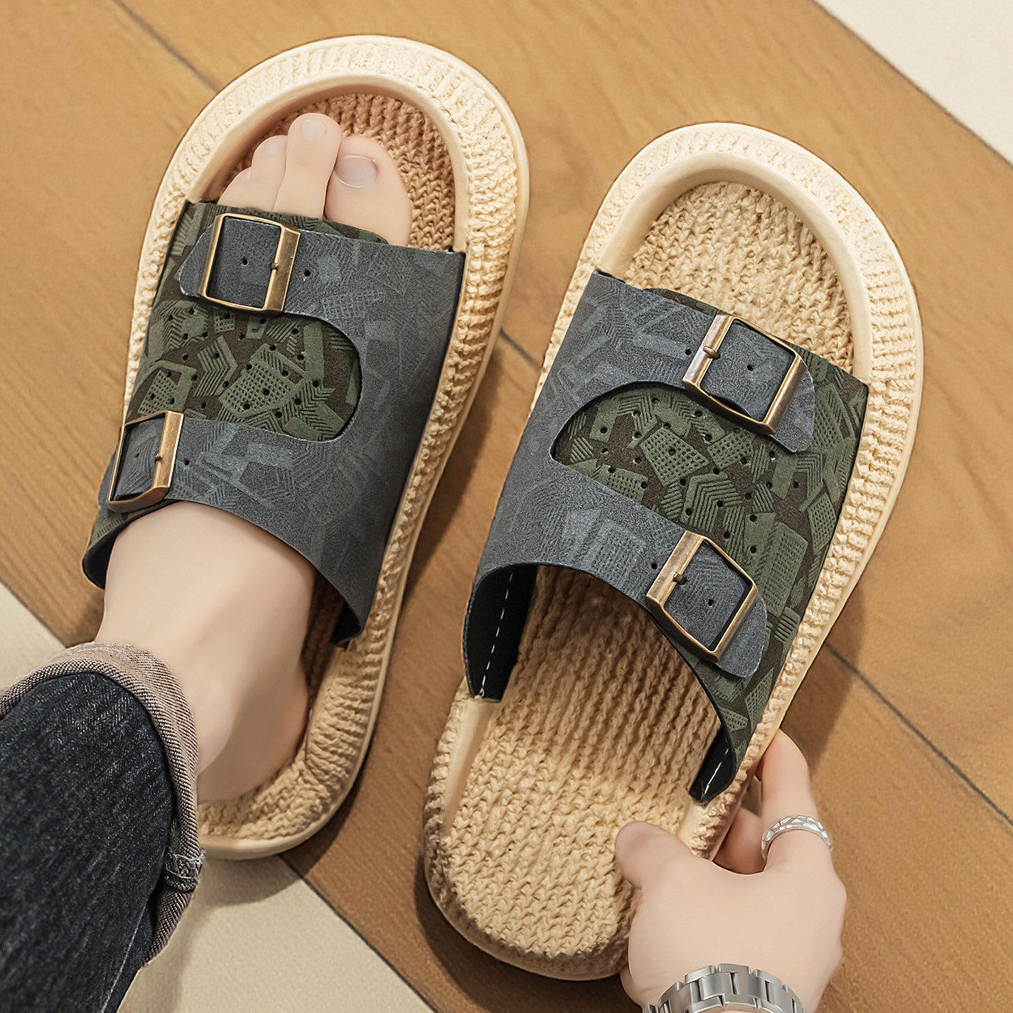 合成鞋业勃肯拖鞋男2026新款夏季可外穿运动防滑防臭大码4546沙滩