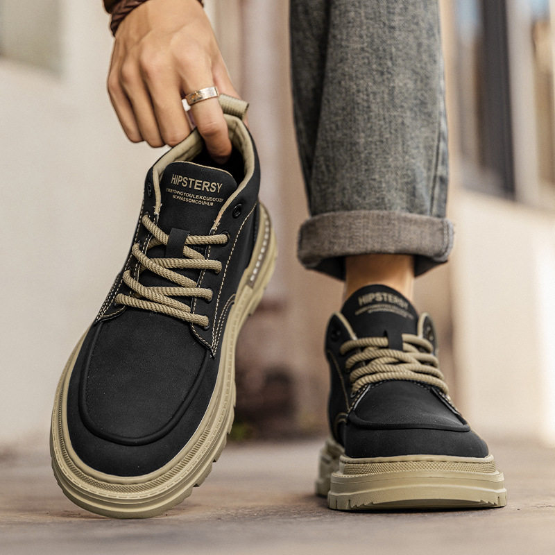 合成鞋业工装男鞋春秋复古英伦风休闲皮鞋男士户外运动防滑厚底中