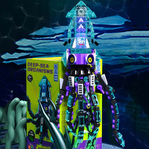 夜光海洋生物章鱼螃蟹儿童积木