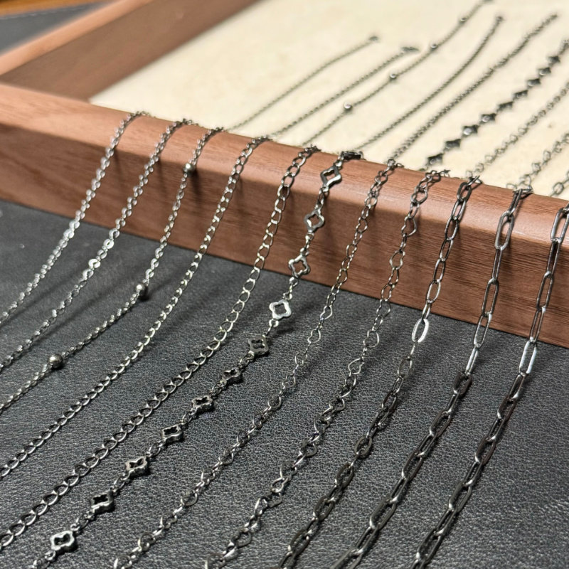 纯铜电泳枪黑 高保色铜基础链 diy暗黑系饰品材料服装辅料