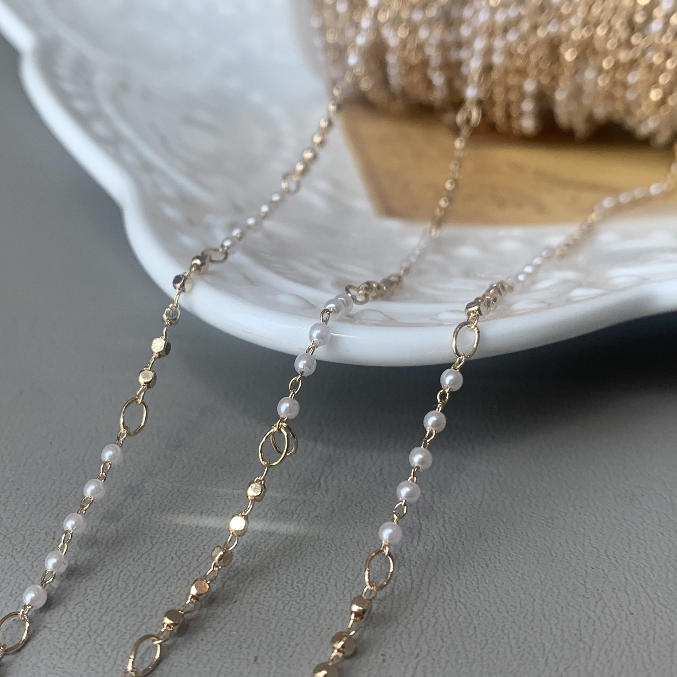 2mm精细小珍珠 切面铜珍珠手工链 diy饰品材料配件 服装辅料