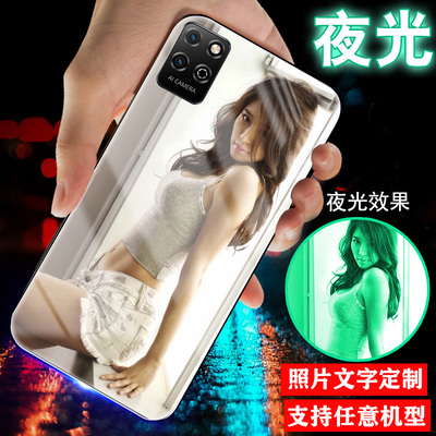 适用华为荣耀Plaly6T手机壳6C夜光4图案4pro照片定制play5男士3e新品play5T活力版6Tpro女生款情侣玻璃外套潮