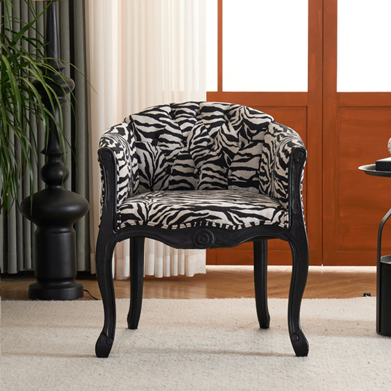 美式复古实木椅子法式中古风实木餐椅家用客厅阳台休闲单人沙发椅