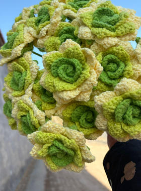 手工编织仿真花玫瑰花毛线花束成品情人节生日礼物闺蜜纪念diy