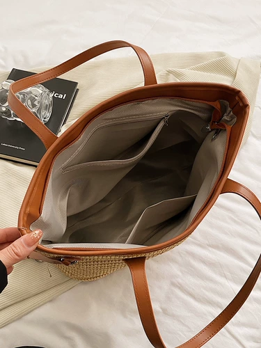 Соломенная сумка через плечо, вместительная и большая плетеная пляжная сумка на одно плечо, коллекция 2023