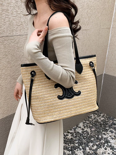 Соломенная сумка через плечо, вместительная и большая плетеная пляжная сумка на одно плечо, коллекция 2023