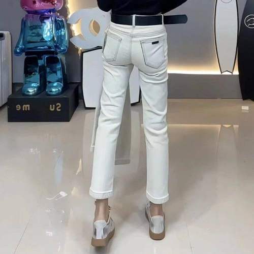 加绒保暖九分弹力女烟管牛仔裤