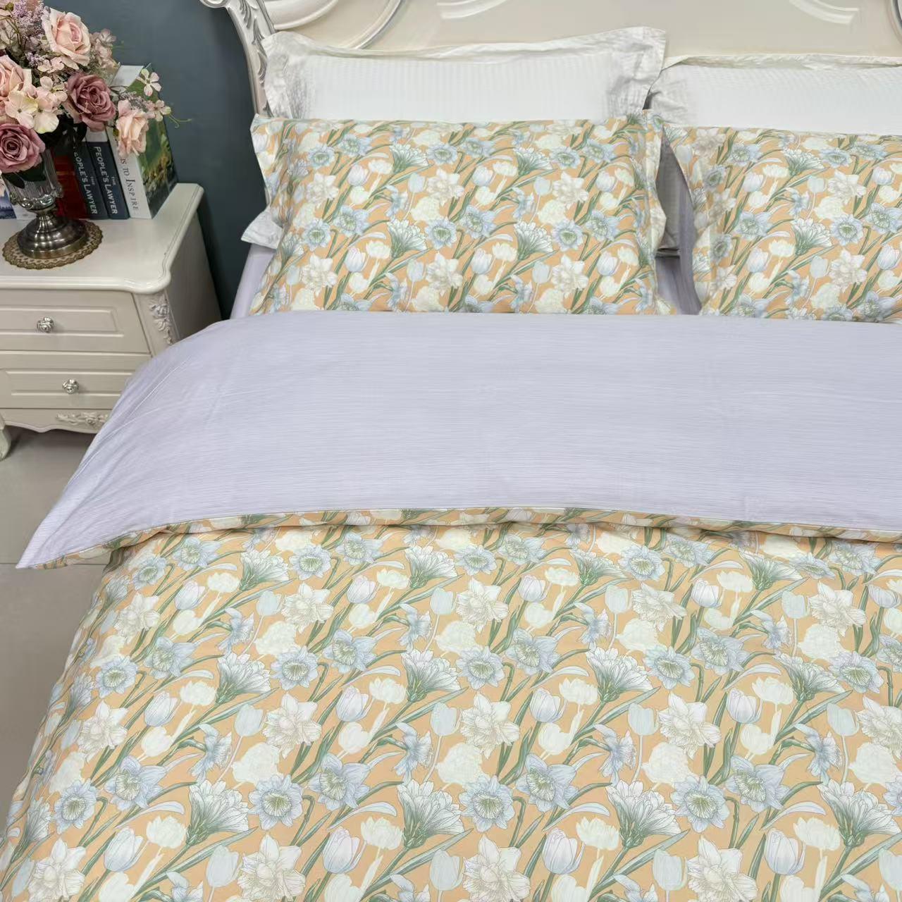 新款品牌余料全棉斜纹花卉四件套