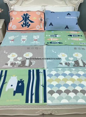 品牌余D全棉多层色织提花纱布凉席款纯棉枕巾加厚成人48*74厘米