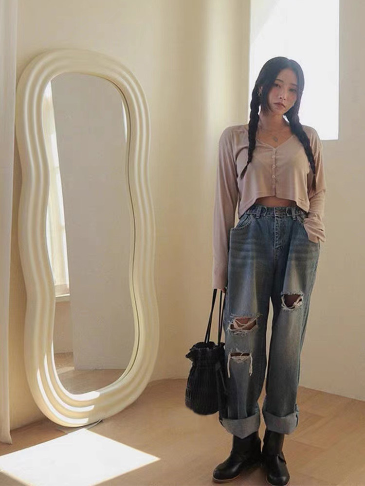 대형전신거울 스탠드 노르딕 레드 화장대 비정형 전신거울 인 이미지 2