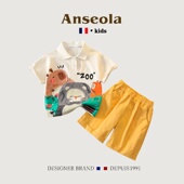 男童夏装 短袖 套装 卡通POLO衫 两件套潮 婴儿童夏季 法国Anseola童装