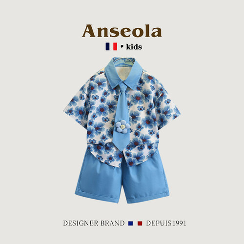 法国ANSEOLA男童夏装两件套潮