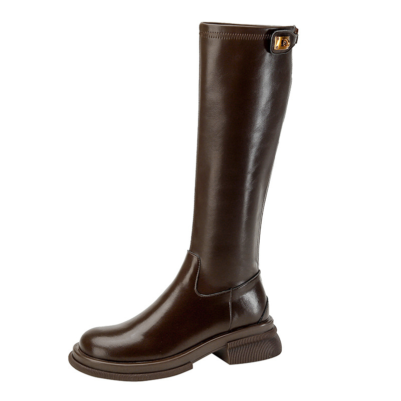 骑士靴厚底高桶靴圆头