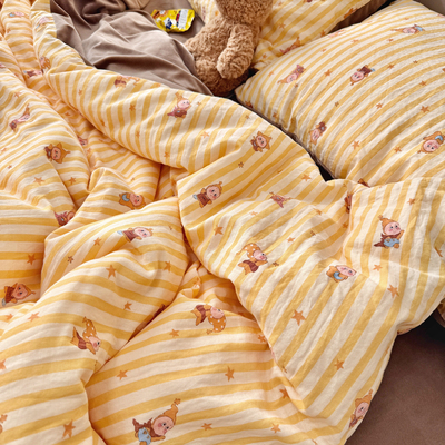 星星人全棉双层纱加宝宝绒四件套