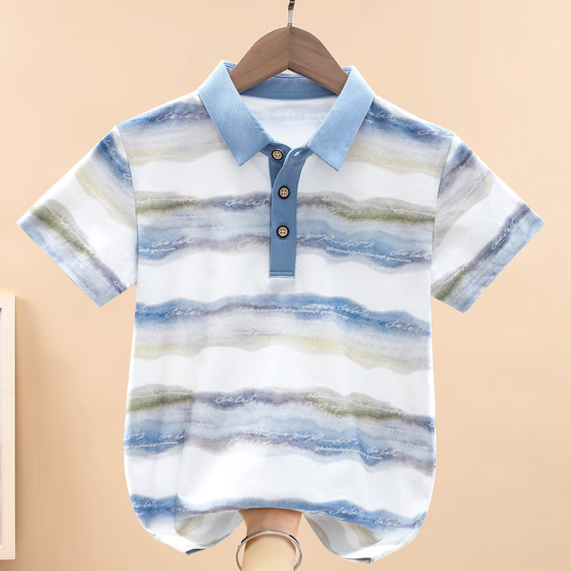 男童短袖t恤夏装新款2026儿童洋气POLO衫男孩中大童夏季衣服薄款