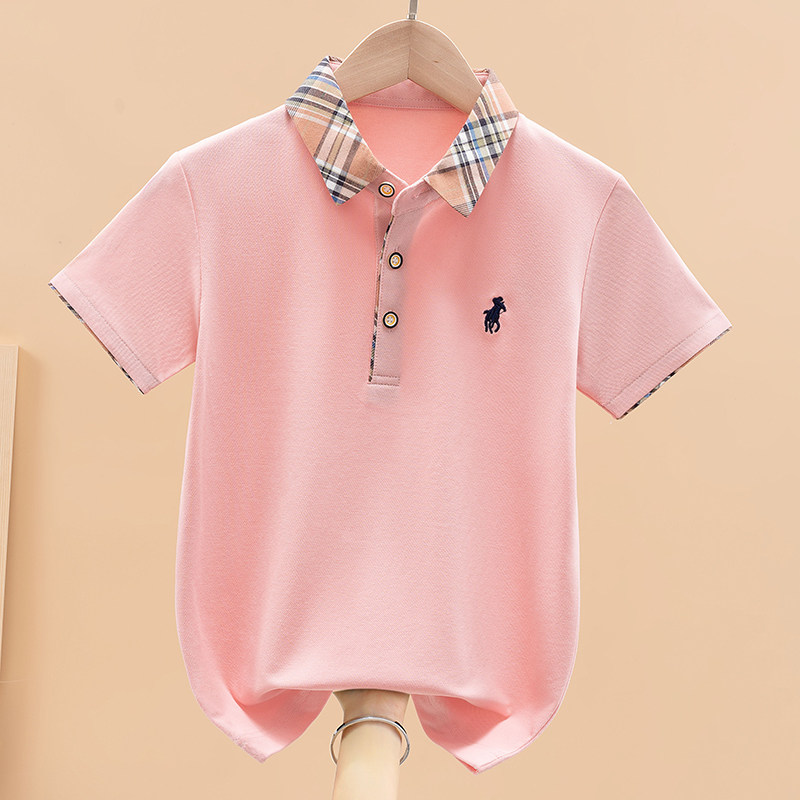男童夏装新款短袖t恤翻领儿童半袖POLO衫洋气中大童男孩白色上衣