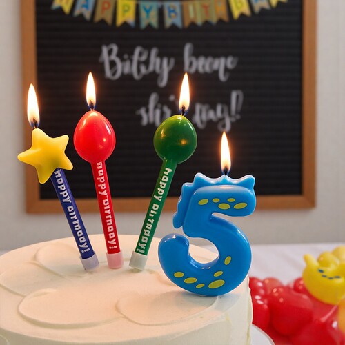 卡通恐龙数字蜡烛男孩彩色生日