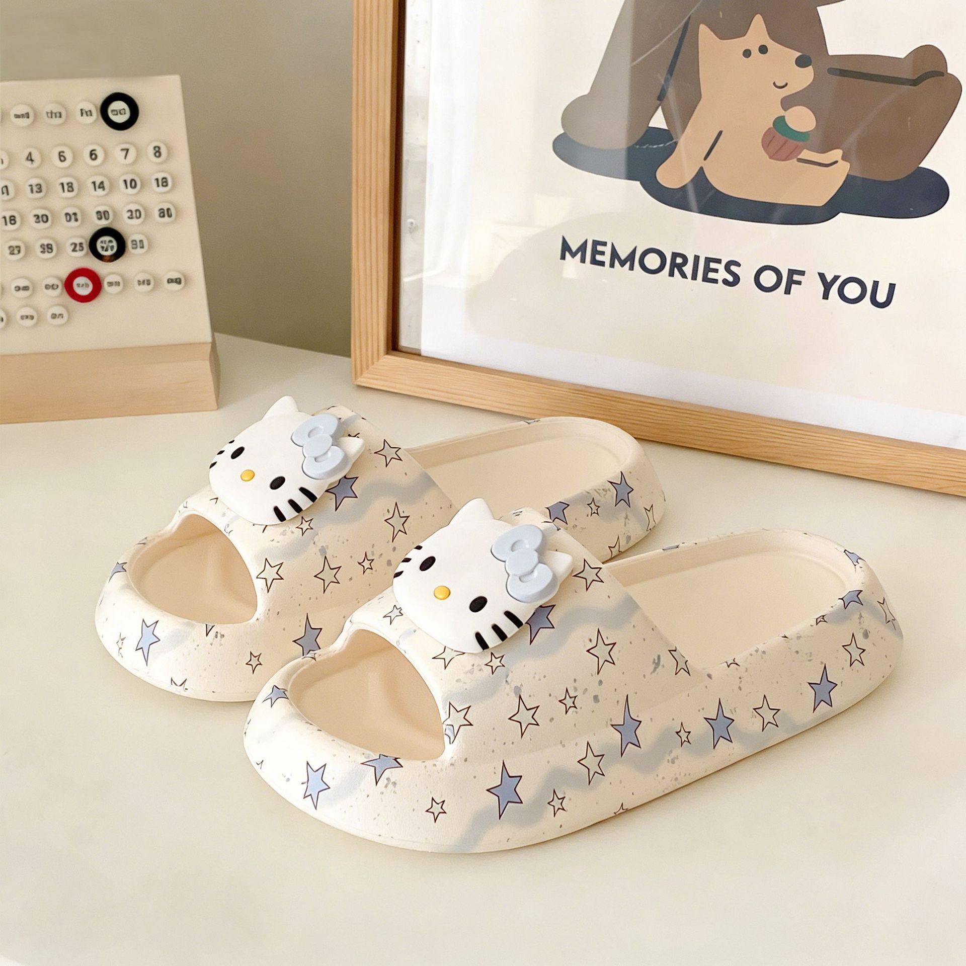 新款夏季EVA一字拖外穿甜美小猫百搭软底轻便防滑室内拖鞋女生