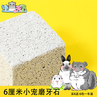 6CM豚鼠避免牙齿过长 买6送6 每月一个龙猫专享方形火山磨牙石