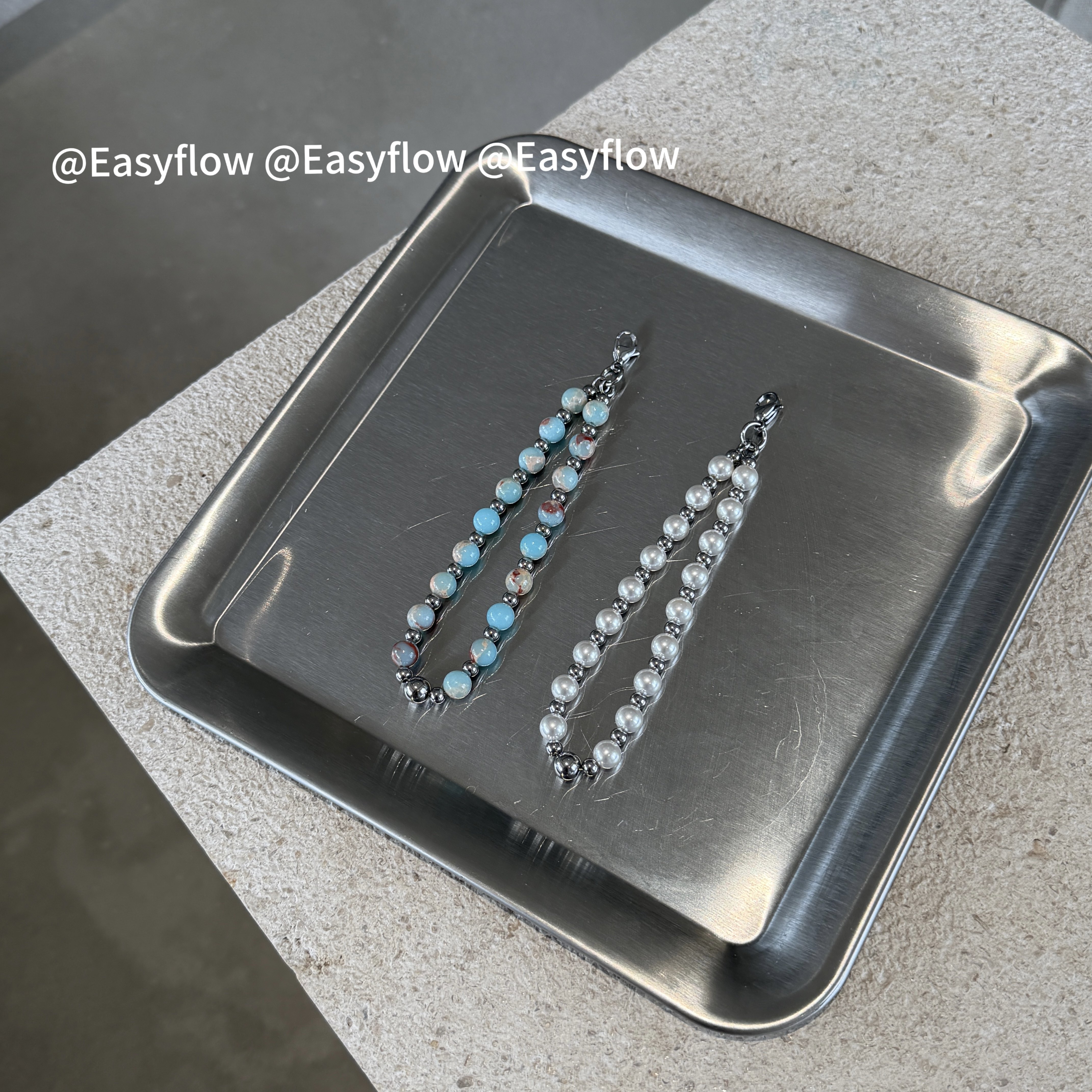 Easyflow|钛钢链串珠 珍珠手机链手机挂绳