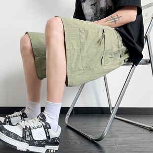 冰丝凉感美式工装短裤男款夏季薄款透气五分运动裤子宽松休闲中裤
