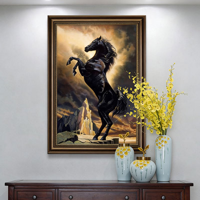 复古美式过道玄关马到成功装饰画