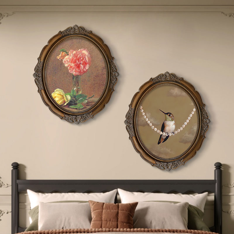 欧式复古椭圆装饰画轻奢风壁画