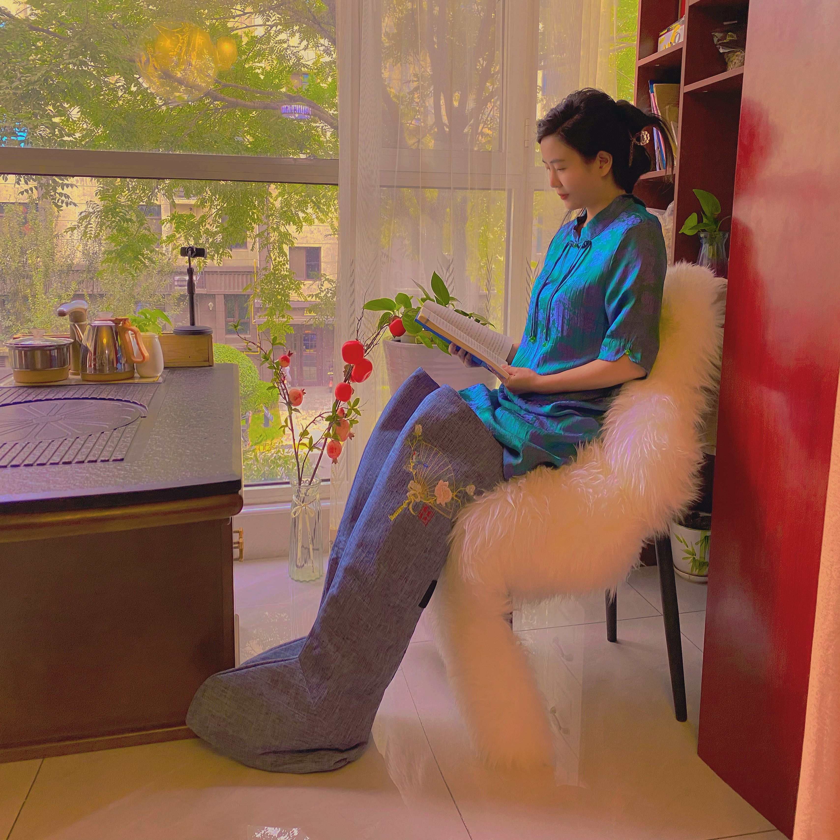 电加热艾绒护腿 无烟灸