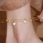 2024年新款 足链 潮小众设计感气质双层叠戴贝壳脚链女高级感个性